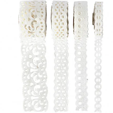 Papirblonde, hvit, B: 8-23 mm, 2 m/ 4 pk.
