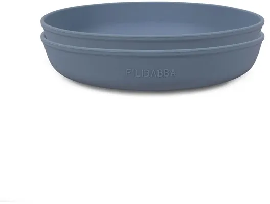 Filibabba Silikonetallerken 2-pakning - Pudderblå