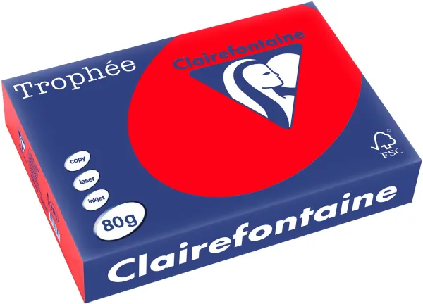 Q-connect Trophee Kopipapir A4 80g sterkt rød 500 ark