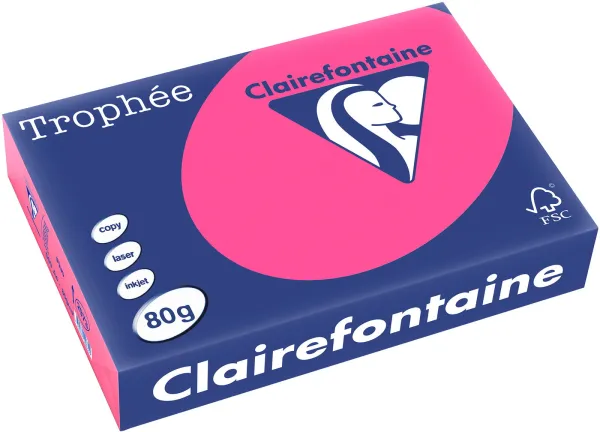 Q-connect Trophee Kopipapir A4 80g Fluo Rosa 500 ark